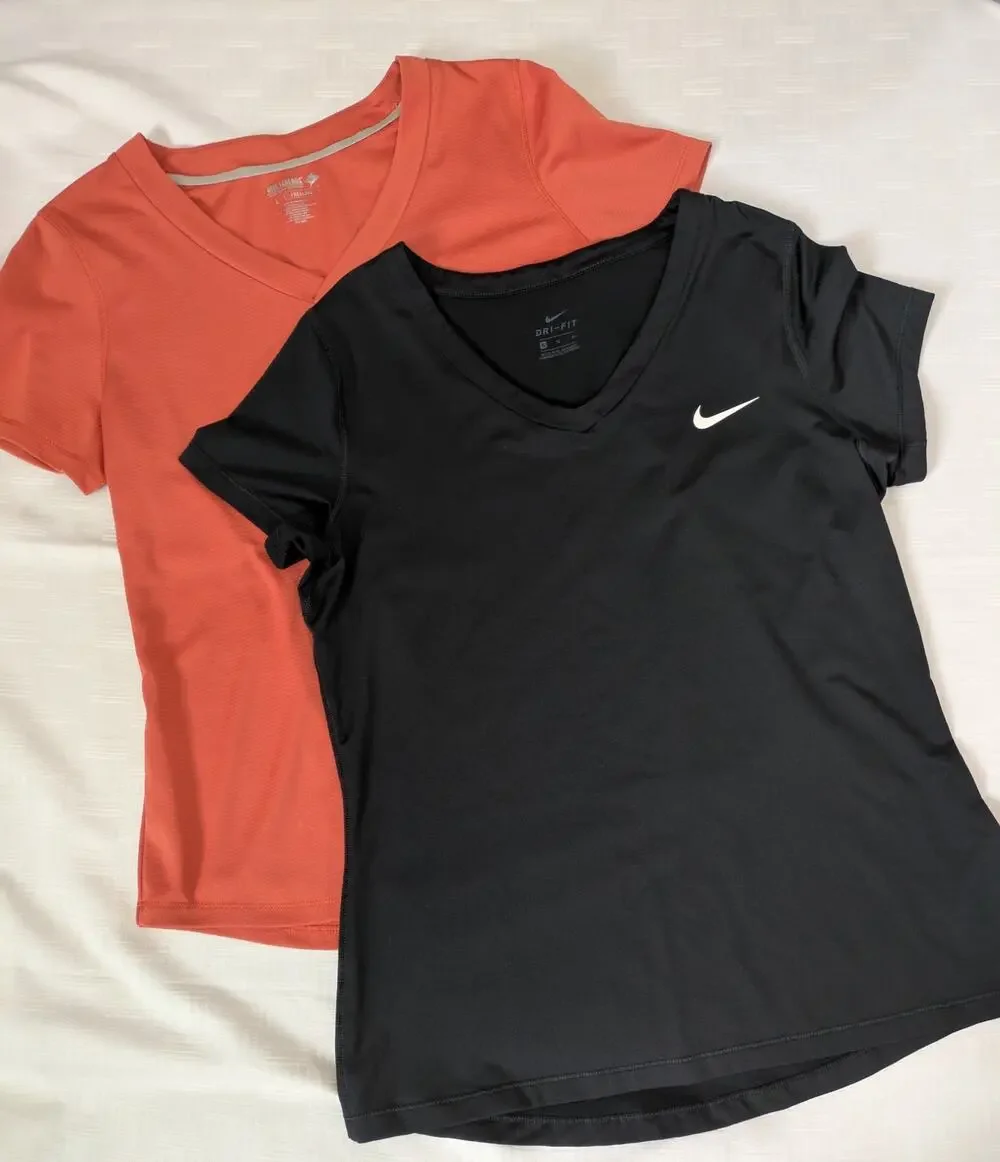 Lot of 2 Activewear Tops Nike Dri-FIT Black XL , Reel Legends Orange Size L